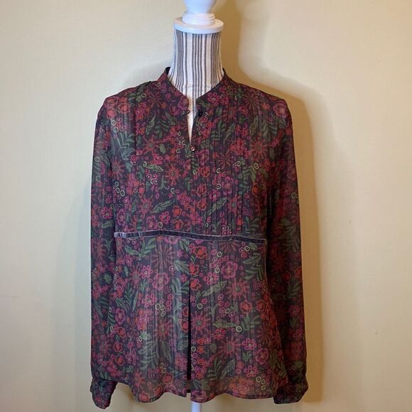 APT 9. Large. Sheer floral shirt - Picture 1 of 7